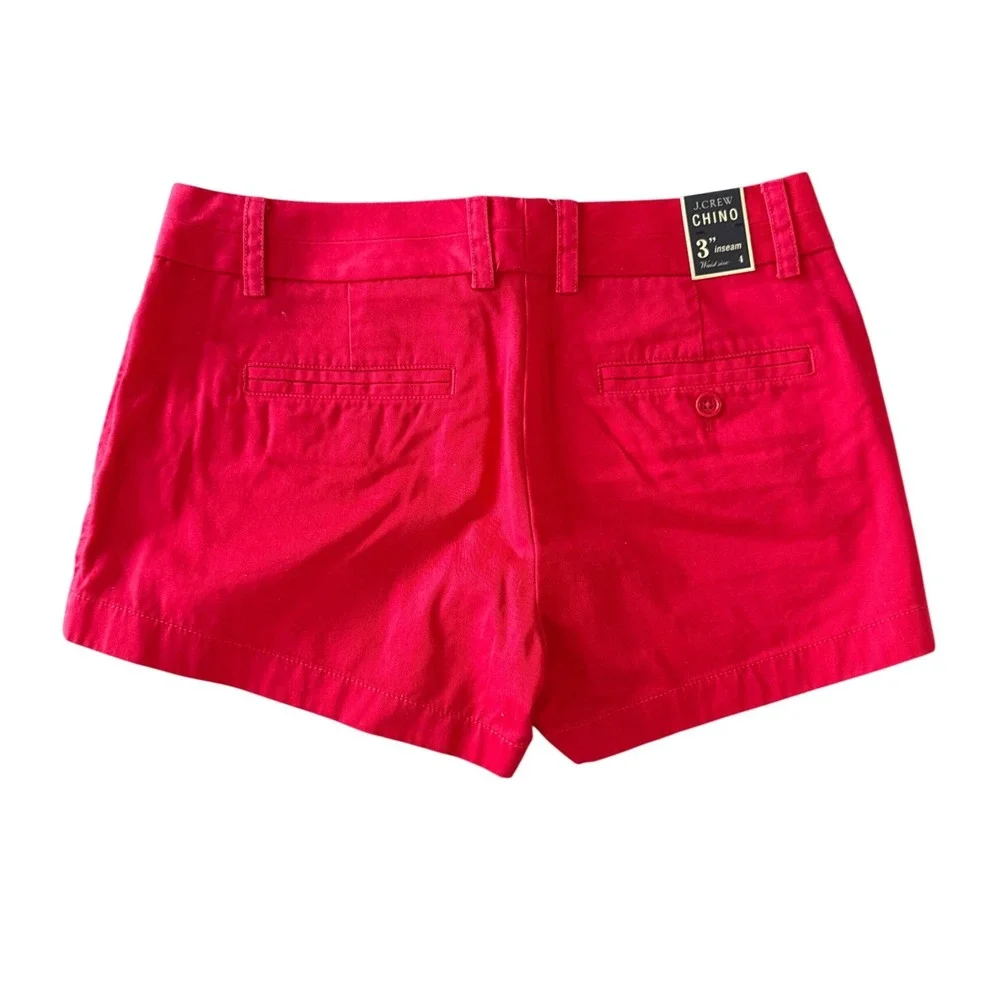 NEW J Crew Womens Preppy Chino Shorts 3" Inseam Sz 4 Red Casual Classic Mid Rise - Picture 2 of 8